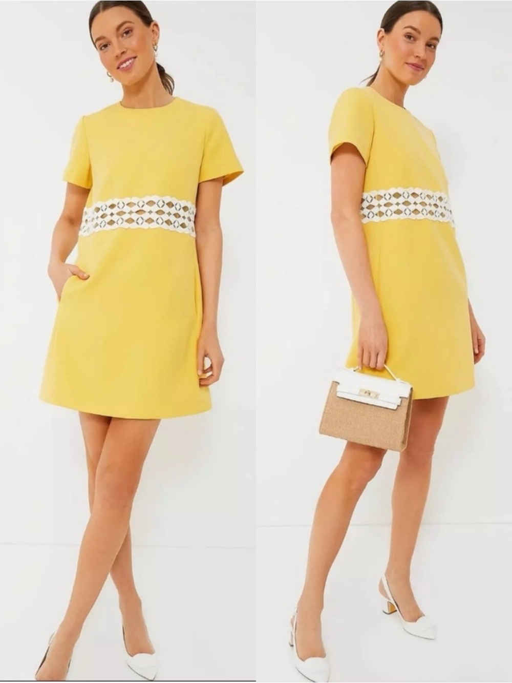 TUCKERNUCK Canary Mod Camelot Shift Dress Sunshine Yellow Retro 60’s Size Large